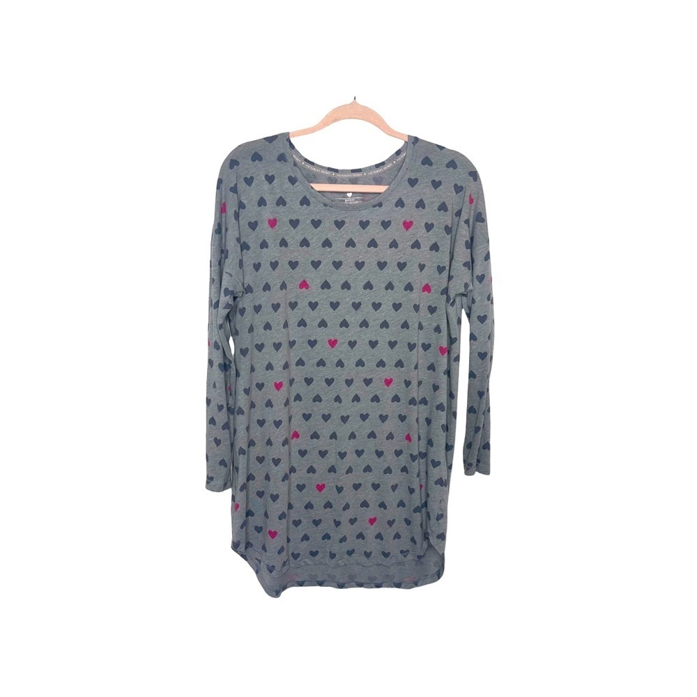 VICTORIA’S SECRET Gray with Pink Hearts Nightshirt M
